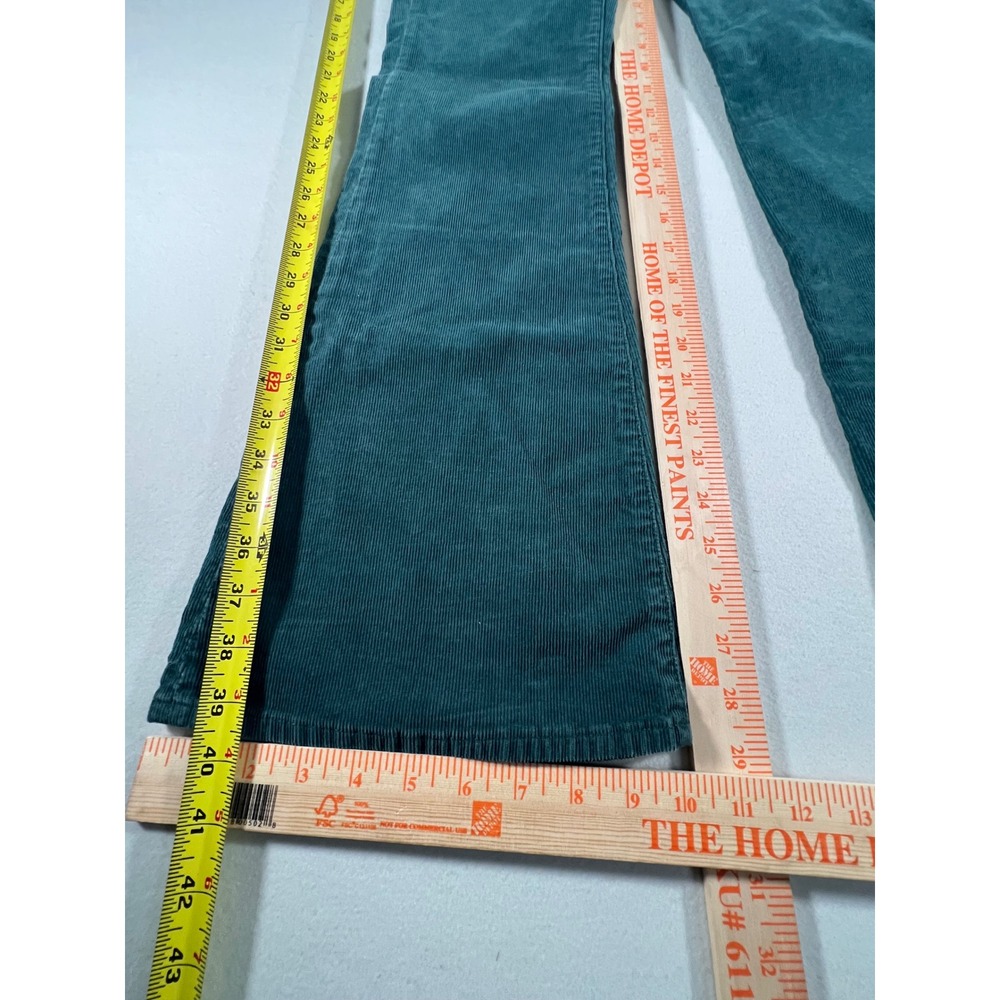 American Eagle Super Hi-Rise Flare Corduroy Pants Teal Green Size 00 Button Fly - Picture 8 of 9